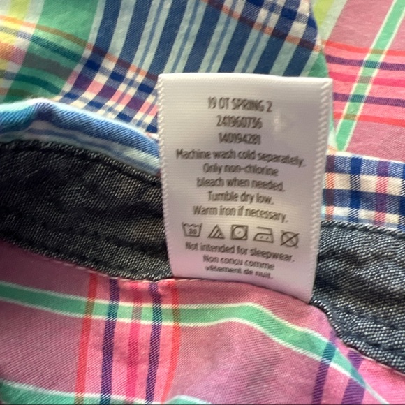 Gymboree Boys Plaid Dress Shirt - M (7-8) pink blue yellow green - Picture 6 of 7